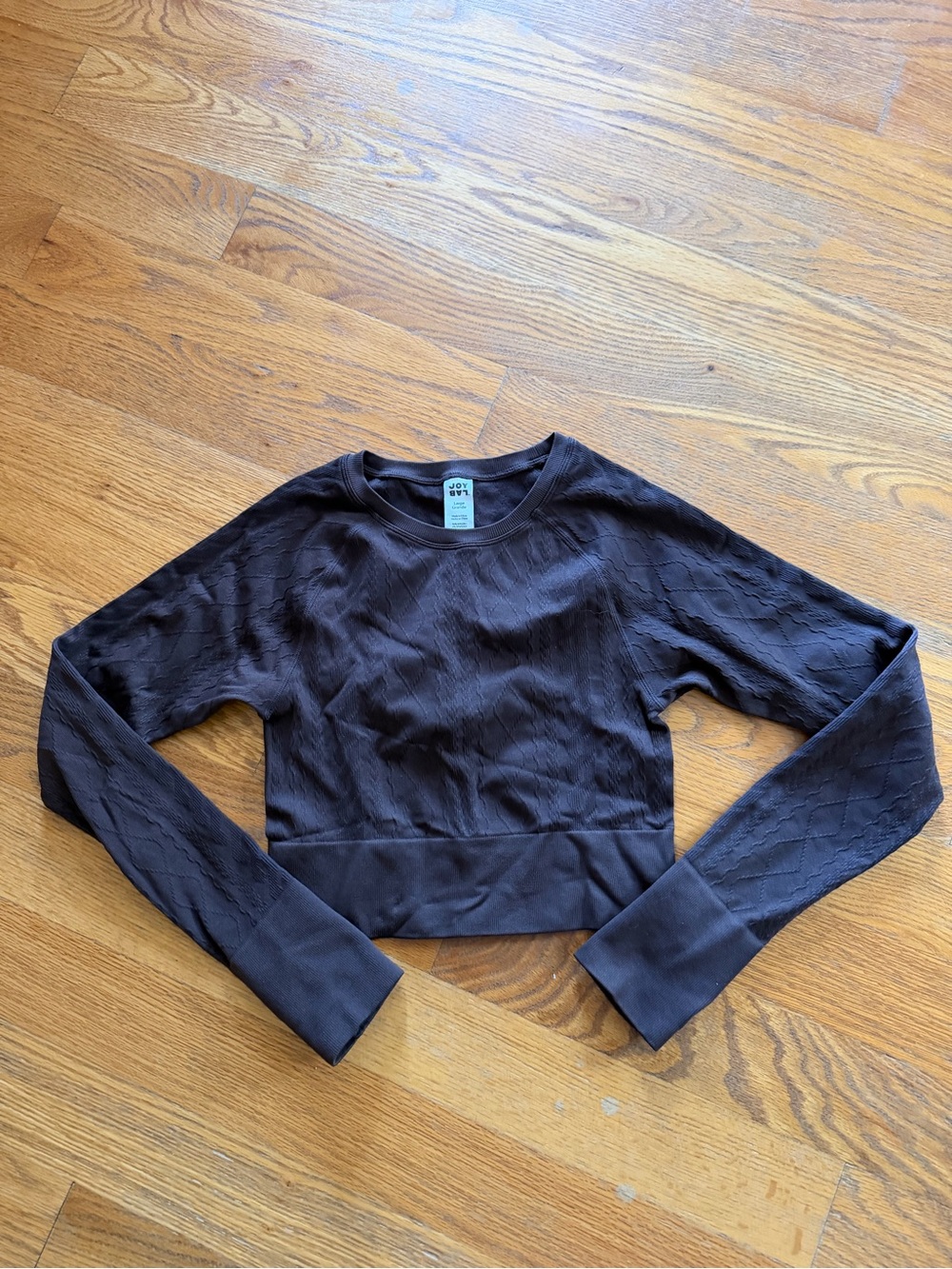 Joy Lab Yoga Cropped Long Sleeve Top - Dark Brown